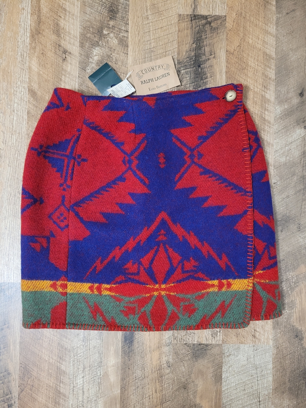 Ralph Lauren Country Geometric Wool Mini Skirt NWT Vintage Deadstock Sz 8